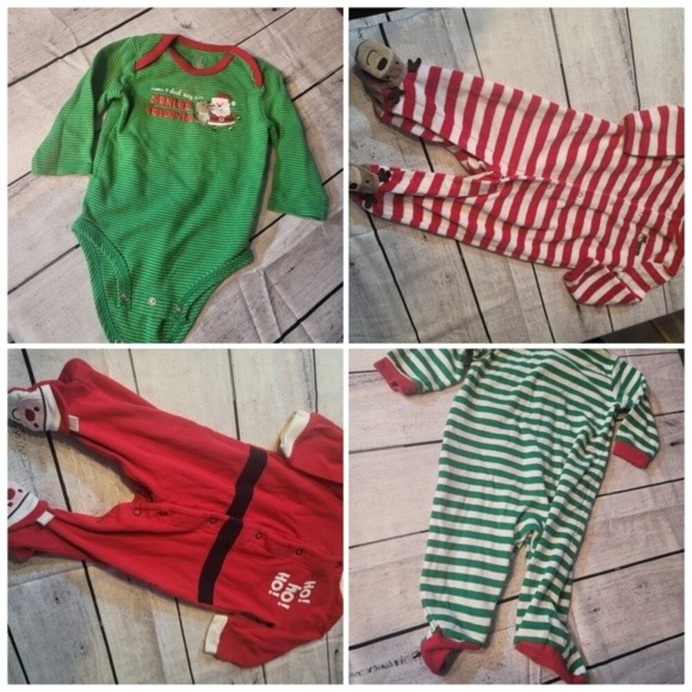 Carters Just One You 4 Piece  Holiday Sleepers  bundle Size 6months